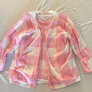 Liz Claiborne Pink and White Sweater Set